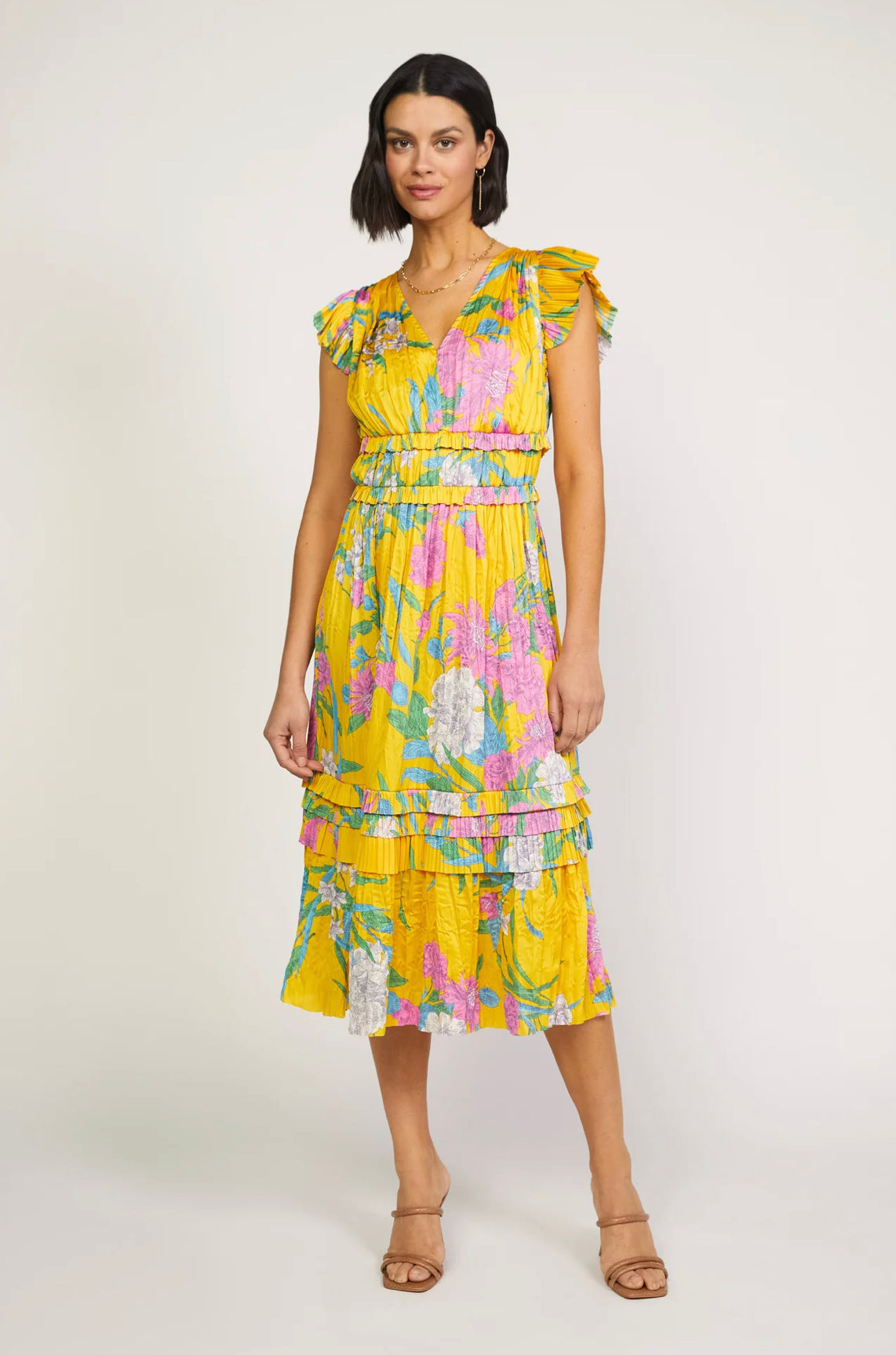 Vestido Midi Rosa Floral