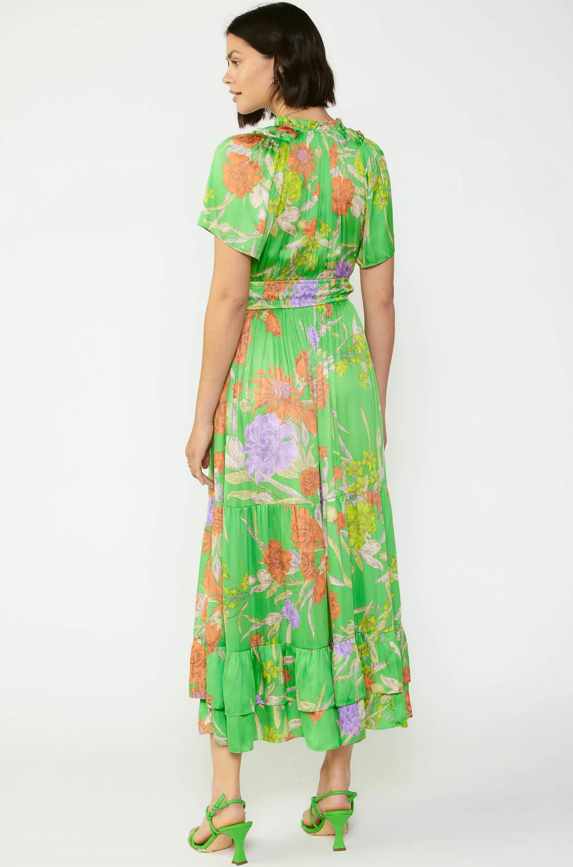 Vestido Largo Verde Floreado