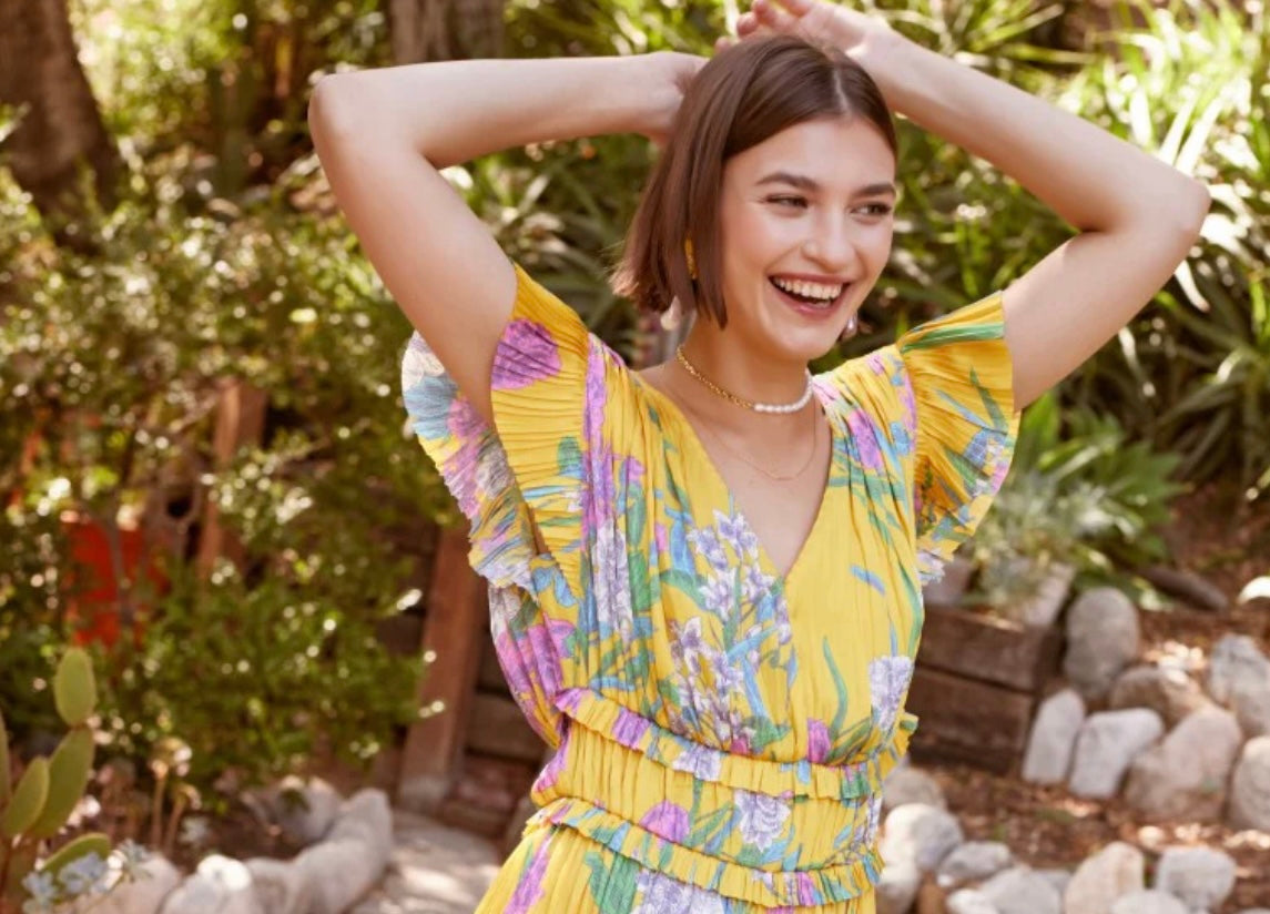 Vestido Midi Rosa Floral