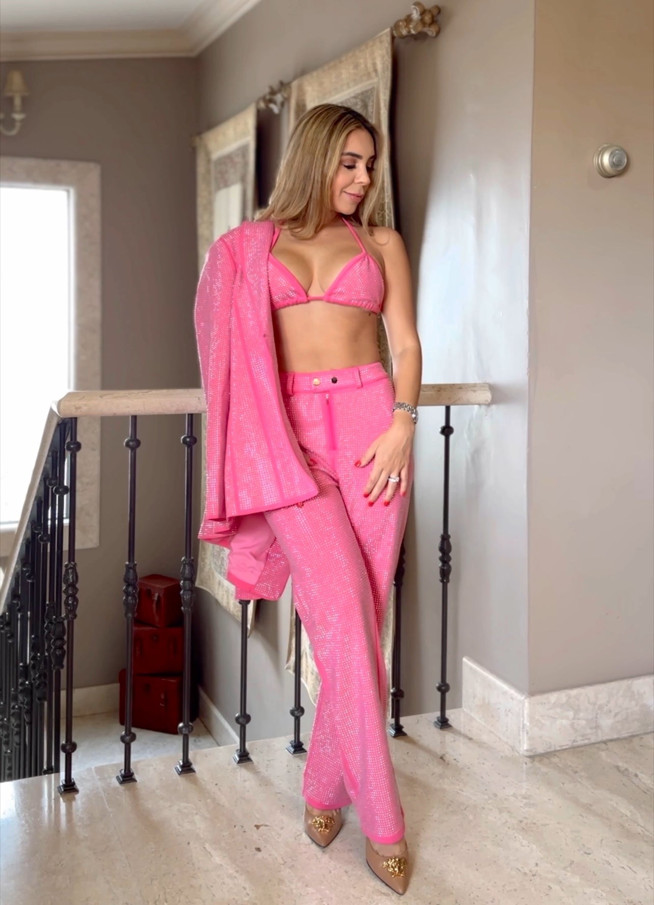 COORDINADO ROSA CON CRISTALES