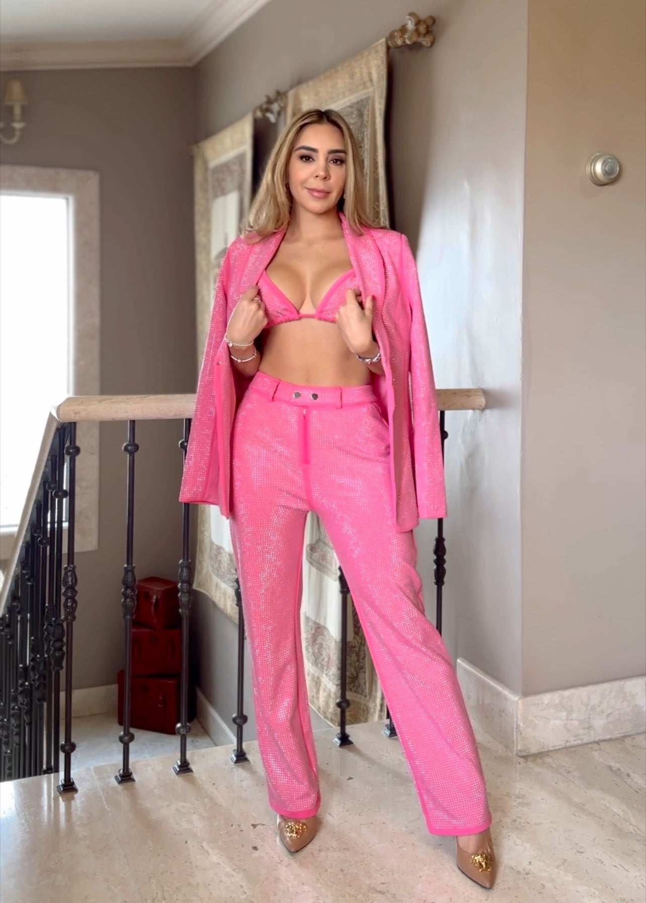 COORDINADO ROSA CON CRISTALES