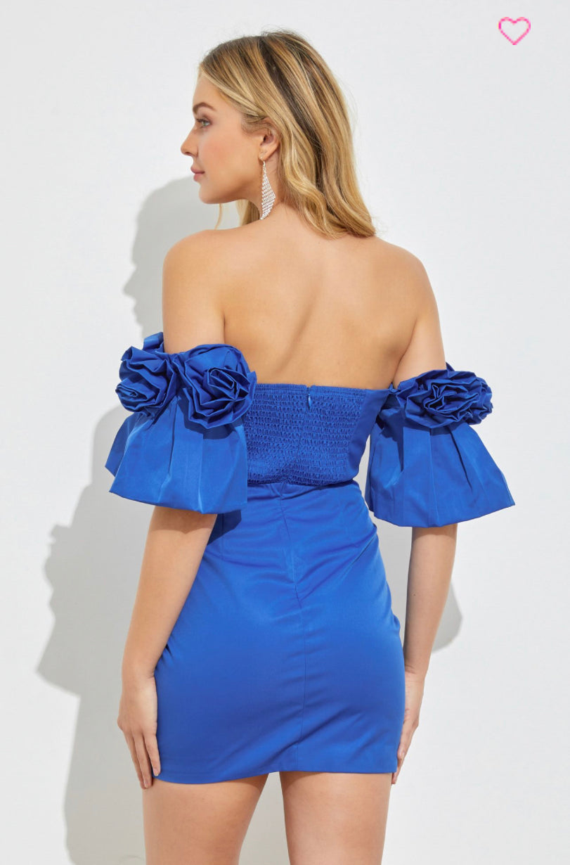 VESTIDO AZUL CON MANGAS