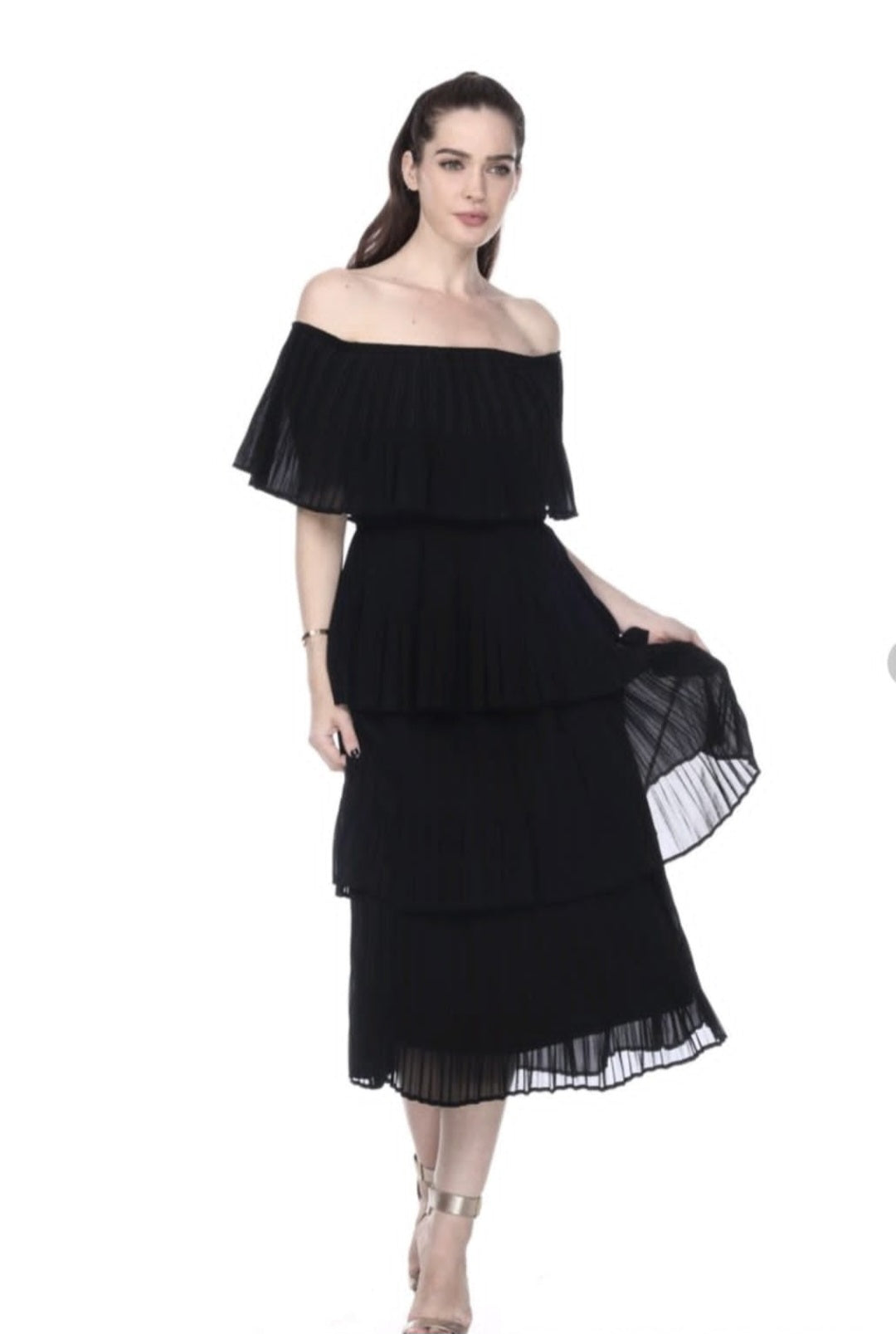 Vestido capas plisado