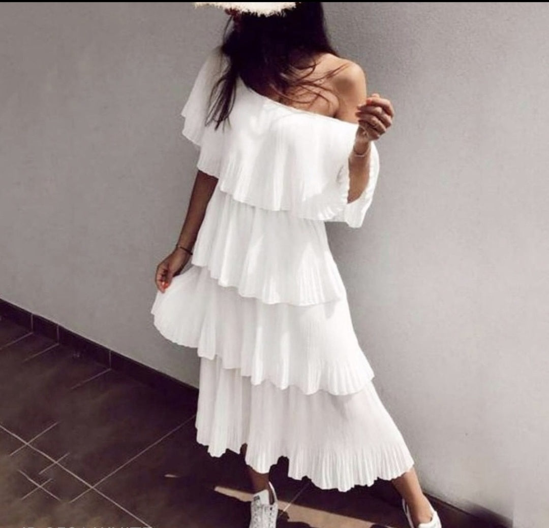 Vestido capas plisado