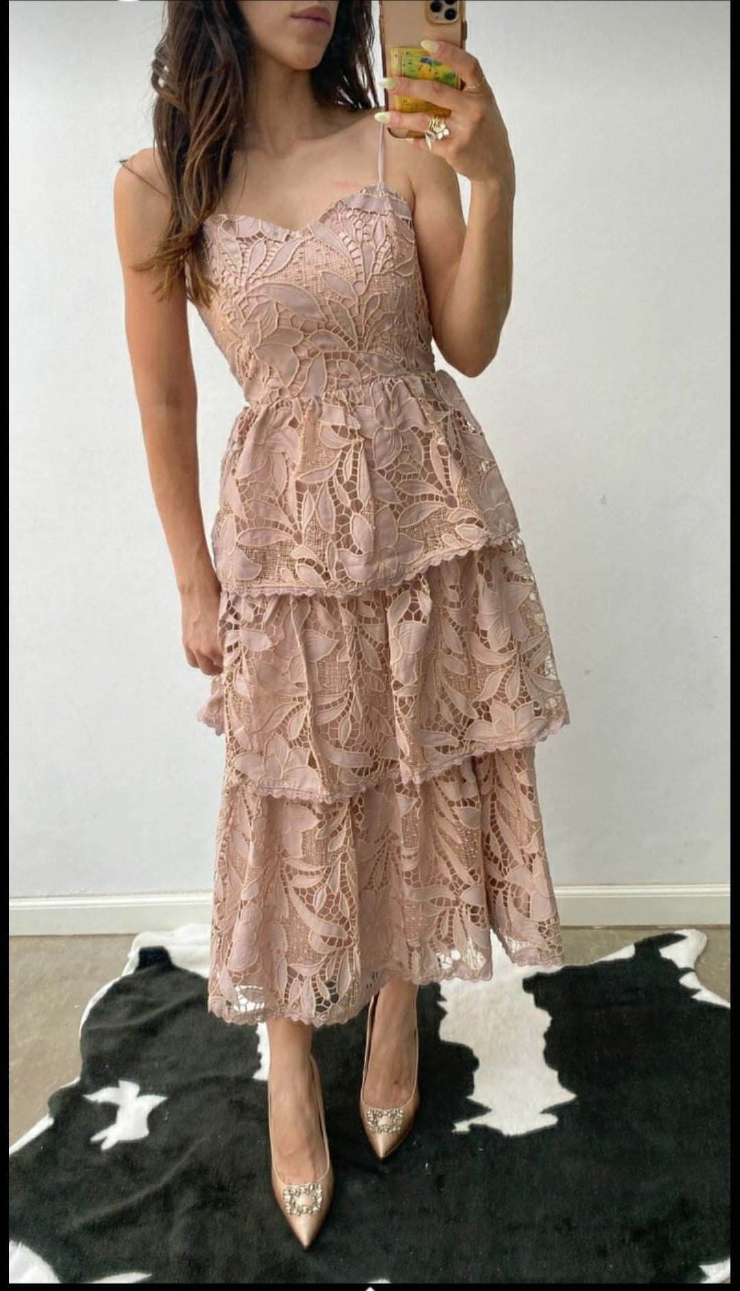 VESTIDO TIRANTES ENCAJE EN CAPAS