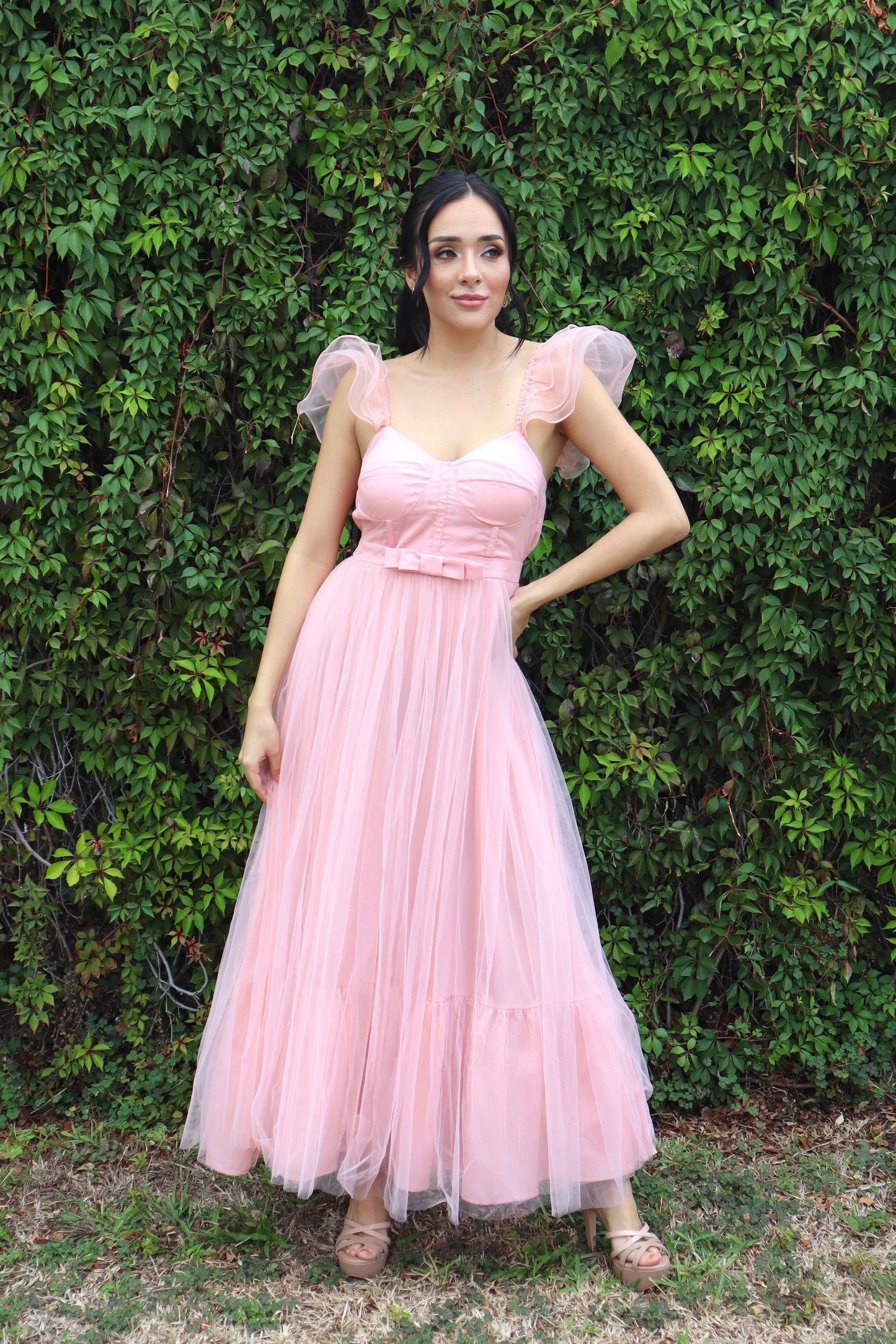 VESTIDO ROSA MOÑO