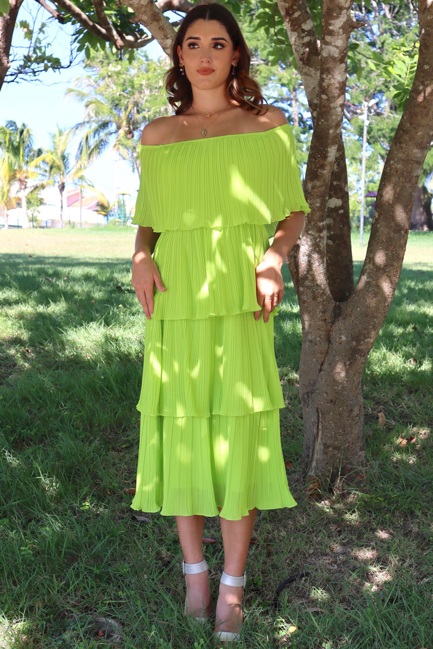 Vestido capas plisado