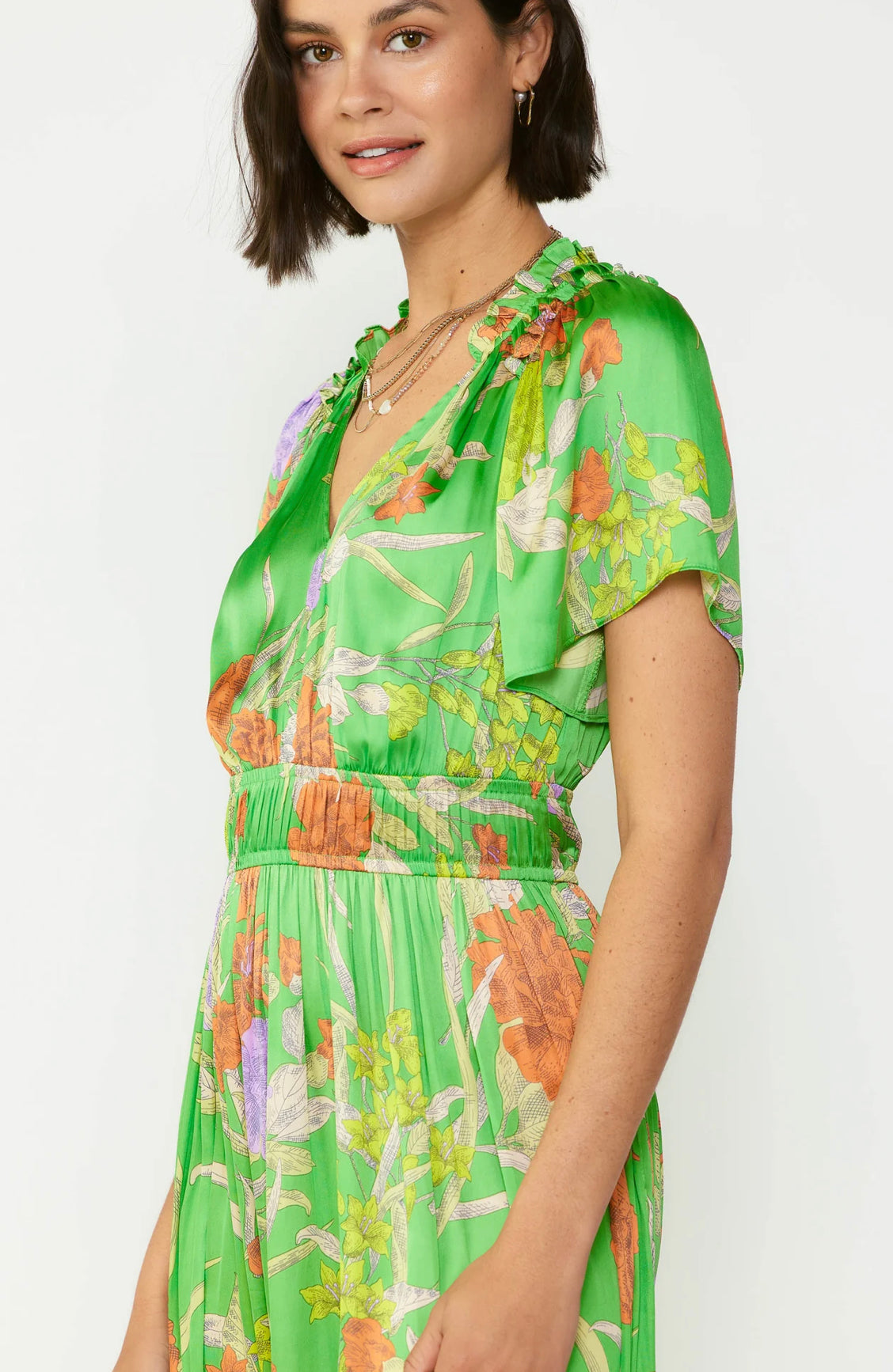 Vestido Largo Verde Floreado