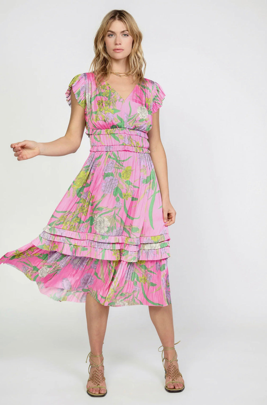 Vestido Midi Rosa Floral