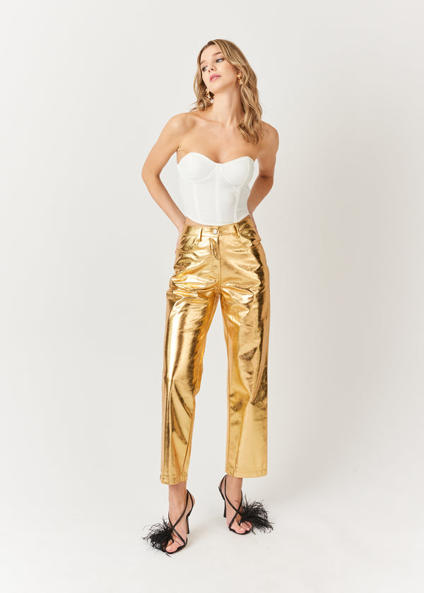 Pantalón Metalico Dorado