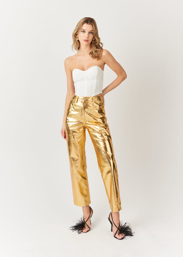 Pantalón Metalico Dorado
